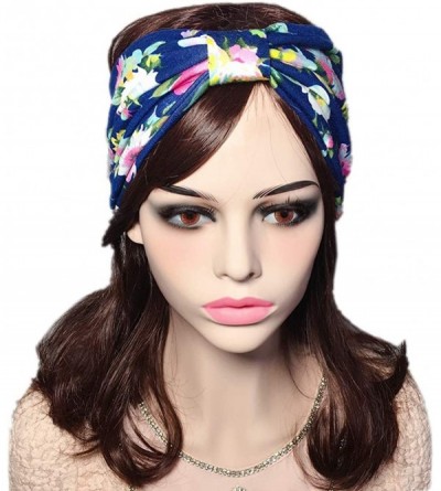 Headbands Bohemain Flower Printed Hairband Absorbent Sweatbands for Sports or Fashion - Hand Dyed - CP182H6NH5H $9.74