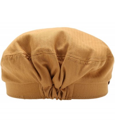 Newsboy Caps Women's 100% Cotton Mariner Style Greek Fisherman's Sailor Newsboy Hats with Comfort Elastic Back - Tan-brown - ...