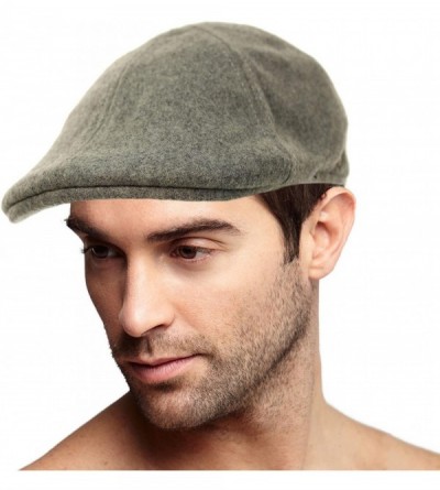 Newsboy Caps Men's Winter 100% Wool Duckbills Warm Solid Ivy Driver Cabby Cap Hat - Gray - C31865K7QTQ $12.64