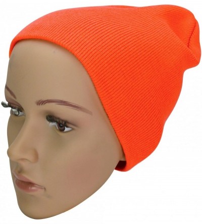 Skullies & Beanies Solid Color Beanie Cap 8 inch Winter Hat Warm Snowboard Ski Hat Orange - CE119N21FEN $18.95
