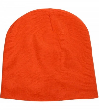 Skullies & Beanies Solid Color Beanie Cap 8 inch Winter Hat Warm Snowboard Ski Hat Orange - CE119N21FEN $10.55