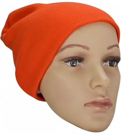 Skullies & Beanies Solid Color Beanie Cap 8 inch Winter Hat Warm Snowboard Ski Hat Orange - CE119N21FEN $10.55