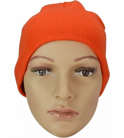 Skullies & Beanies Solid Color Beanie Cap 8 inch Winter Hat Warm Snowboard Ski Hat Orange - CE119N21FEN $16.15