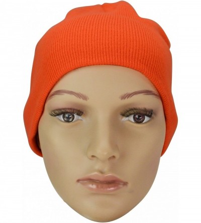 Skullies & Beanies Solid Color Beanie Cap 8 inch Winter Hat Warm Snowboard Ski Hat Orange - CE119N21FEN $10.55