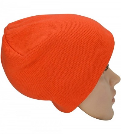 Skullies & Beanies Solid Color Beanie Cap 8 inch Winter Hat Warm Snowboard Ski Hat Orange - CE119N21FEN $16.15