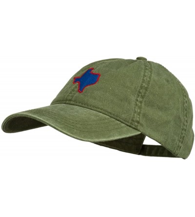 Baseball Caps Texas State Map Embroidered Washed Cotton Cap - Olive Green - CU11ONYTFYN $19.60
