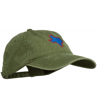 Baseball Caps Texas State Map Embroidered Washed Cotton Cap - Olive Green - CU11ONYTFYN $19.60