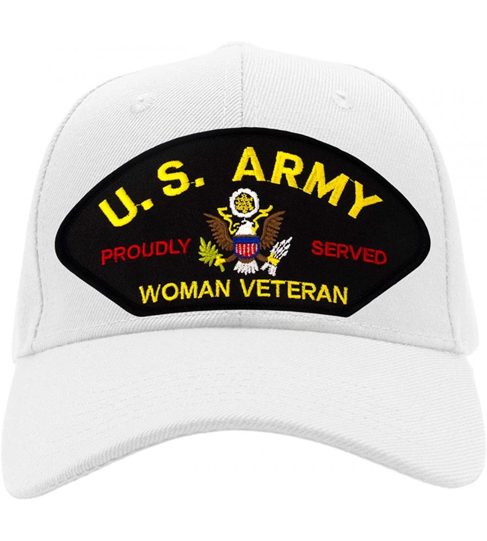 Baseball Caps US Army - Woman Veteran Hat/Ballcap Adjustable One Size Fits Most - White - C618NR40ZMO $23.41