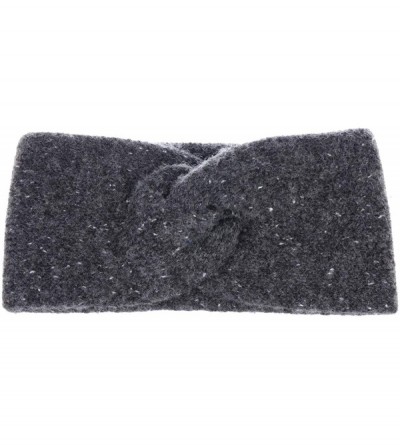 Cold Weather Headbands Women's Winter Chic Solid Knotted Crochet Knit Headband Turban Ear Warmer - Speckled Charcoal Gray - C...