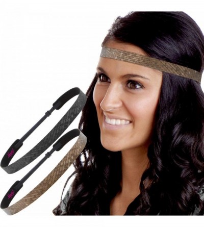 Headbands Women's Adjustable Non Slip Geo Sport Headband Multi Gift Pack - Black & Brown Skinny Geo 2pk - CA19770SHNZ $26.11