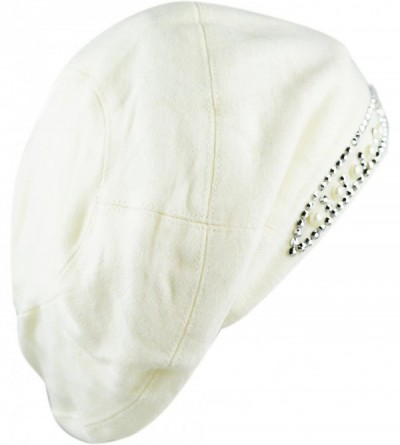 Skullies & Beanies Women's Handmade Warm Baggy Fleece Lined Slouch Beanie Hat - 1. Ribbon1 - White - CW126IAHGJ9 $10.80