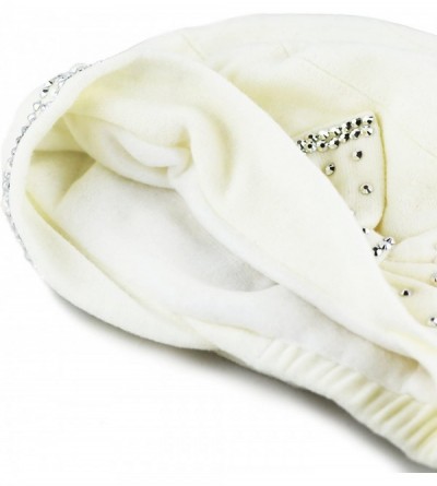 Skullies & Beanies Women's Handmade Warm Baggy Fleece Lined Slouch Beanie Hat - 1. Ribbon1 - White - CW126IAHGJ9 $10.80
