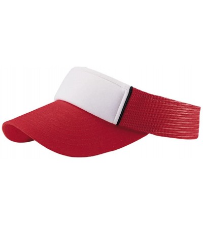 Visors ATHLETIC PRO STYLE COTTON/MESH VISOR - Red/White - C111CK9X8UF $11.01