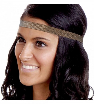 Headbands Women's Adjustable Non Slip Geo Sport Headband Multi Gift Pack - Black & Brown Skinny Geo 2pk - CA19770SHNZ $9.75