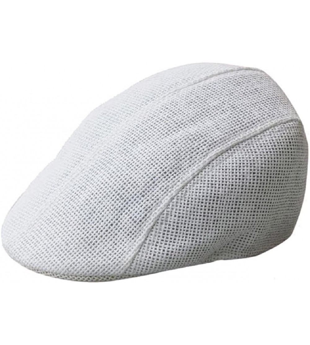 Newsboy Caps Mens Women Vintage Beret Cap Newsboy Flax Sunscreen Hat - White - C612KZUSXU5 $8.13