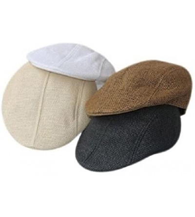 Newsboy Caps Mens Women Vintage Beret Cap Newsboy Flax Sunscreen Hat - White - C612KZUSXU5 $8.13