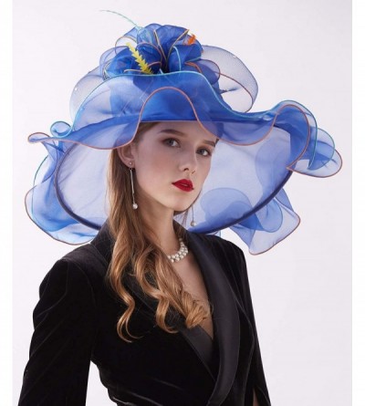 Sun Hats Women Kentucky Derby Church Hat Organza Flower Wide Brim Fascinator Hats for Wedding Tea Party- Dual-use - CE18RLIS8...