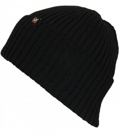 Skullies & Beanies 100% Wool Rib Knit Beanie Hat Cap for Women & Men - Black - CA182AXG2LG $24.72