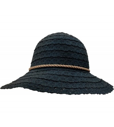 Sun Hats Floppy Stylish Sun Hats Bow and Leather Design - Style E - Black - CE18RX4YXX0 $15.11