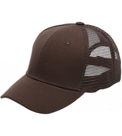 Baseball Caps Ponycap Messy High Bun Ponytail Adjustable Mesh Trucker Baseball Cap Hat for Women - Coffee - CQ18M09Z8KQ $15.98