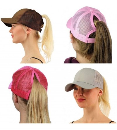 Baseball Caps Ponycap Messy High Bun Ponytail Adjustable Mesh Trucker Baseball Cap Hat for Women - Coffee - CQ18M09Z8KQ $8.42