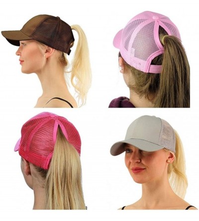 Baseball Caps Ponycap Messy High Bun Ponytail Adjustable Mesh Trucker Baseball Cap Hat for Women - Coffee - CQ18M09Z8KQ $8.42