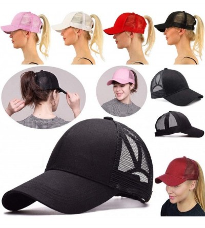 Baseball Caps Ponycap Messy High Bun Ponytail Adjustable Mesh Trucker Baseball Cap Hat for Women - Coffee - CQ18M09Z8KQ $19.43