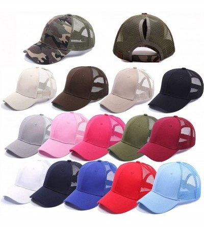 Baseball Caps Ponycap Messy High Bun Ponytail Adjustable Mesh Trucker Baseball Cap Hat for Women - Coffee - CQ18M09Z8KQ $8.42