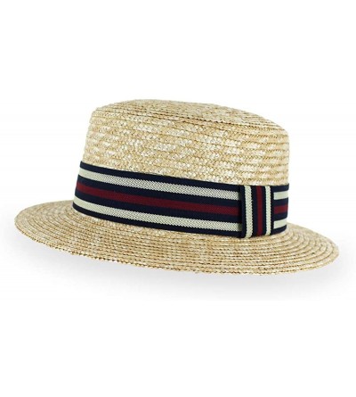 Fedoras Belfry Boater Straw Skimmer Adjustable Spring Summer Fedora Hat - Natural - C218R2KGE63 $36.53