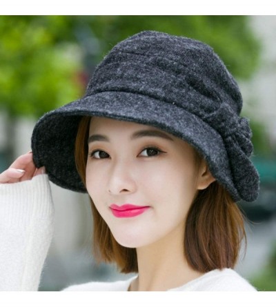 Bucket Hats Knit Beret Women Hat Cloche Bucket Fall Winter Warmer Fedora Cap Lady Headwear - Black - C718K5TKHHK $8.00