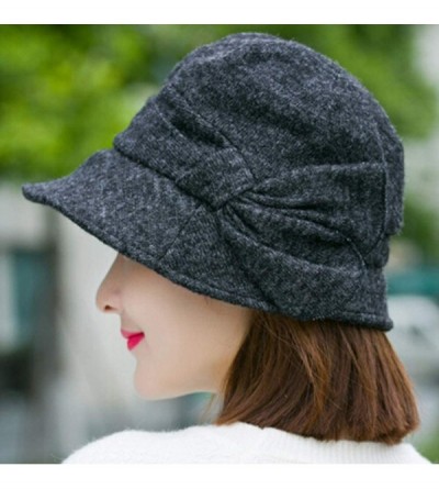 Bucket Hats Knit Beret Women Hat Cloche Bucket Fall Winter Warmer Fedora Cap Lady Headwear - Black - C718K5TKHHK $8.00