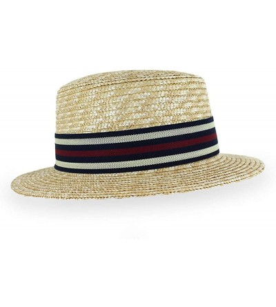 Fedoras Belfry Boater Straw Skimmer Adjustable Spring Summer Fedora Hat - Natural - C218R2KGE63 $36.53