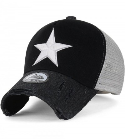 Baseball Caps Star Embroidery tri-Tone Trucker Hat Adjustable Cotton Baseball Cap - Black_xl - CB18Q6R4X75 $45.28