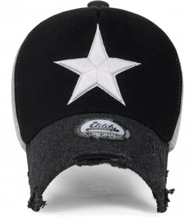Baseball Caps Star Embroidery tri-Tone Trucker Hat Adjustable Cotton Baseball Cap - Black_xl - CB18Q6R4X75 $18.23