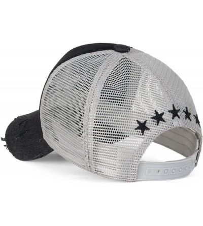 Baseball Caps Star Embroidery tri-Tone Trucker Hat Adjustable Cotton Baseball Cap - Black_xl - CB18Q6R4X75 $18.23