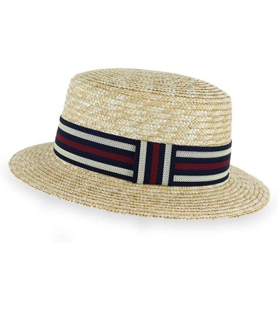 Fedoras Belfry Boater Straw Skimmer Adjustable Spring Summer Fedora Hat - Natural - C218R2KGE63 $36.53