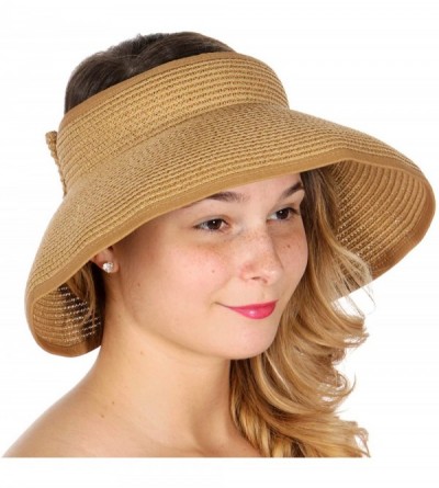 Visors Sun Visor Beach Golf Protection Cap Women Summer Beach Hat- Outdoor Sports - Wide Brim Khaki - CC18NUQQNME $8.23