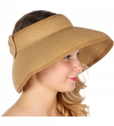 Visors Sun Visor Beach Golf Protection Cap Women Summer Beach Hat- Outdoor Sports - Wide Brim Khaki - CC18NUQQNME $8.23