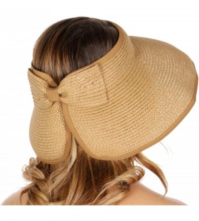 Visors Sun Visor Beach Golf Protection Cap Women Summer Beach Hat- Outdoor Sports - Wide Brim Khaki - CC18NUQQNME $8.23