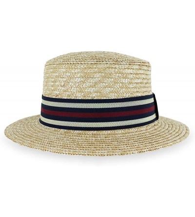 Fedoras Belfry Boater Straw Skimmer Adjustable Spring Summer Fedora Hat - Natural - C218R2KGE63 $36.53