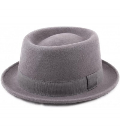 Fedoras Classic Porkpie Wool Felt Pork Pie Hat - Gris - CM1888RR67O $25.09