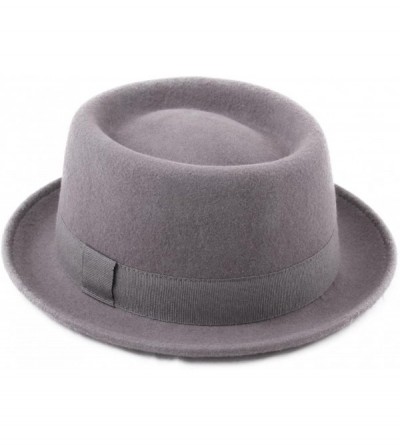 Fedoras Classic Porkpie Wool Felt Pork Pie Hat - Gris - CM1888RR67O $25.09