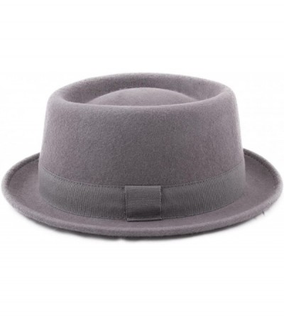 Fedoras Classic Porkpie Wool Felt Pork Pie Hat - Gris - CM1888RR67O $25.09