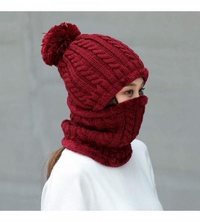Skullies & Beanies 2 Pcs Winter Beanie Hat Scarf Set Women Men Slouchy Scarf Warm Knitted Hat Pom Skull Cap with Fleece Lined...
