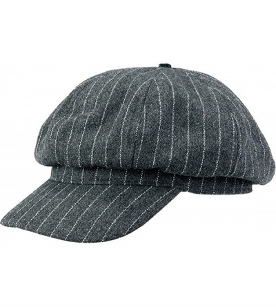 Berets Women Girls Fashion Vintage Stripe Warm Casual Brim Beret Hat Cap Black - Gray - CS12658ON05 $11.50