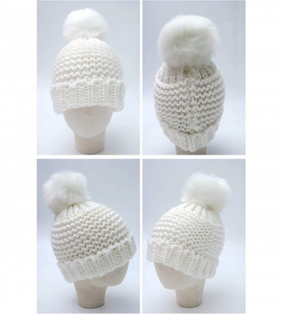 Skullies & Beanies Women Girls Warm Cable Knit Hat Scarf 2PC Accessory Set (White) - CI18I4MXLZS $16.29