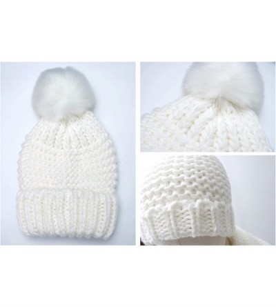 Skullies & Beanies Women Girls Warm Cable Knit Hat Scarf 2PC Accessory Set (White) - CI18I4MXLZS $16.29
