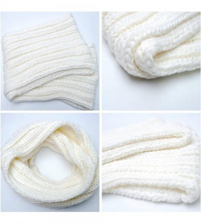 Skullies & Beanies Women Girls Warm Cable Knit Hat Scarf 2PC Accessory Set (White) - CI18I4MXLZS $16.29