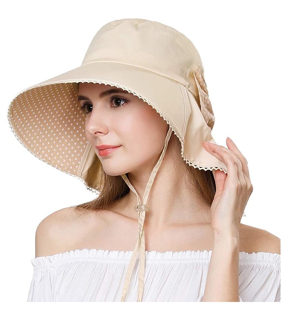 Sun Hats Small Head Women Packable SPF Sun Hat Bucket Chin Strap Summer Beach for Girls 54-56cm - Beige_69053 - C218SQ97TSI $...