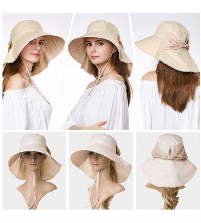 Sun Hats Small Head Women Packable SPF Sun Hat Bucket Chin Strap Summer Beach for Girls 54-56cm - Beige_69053 - C218SQ97TSI $...